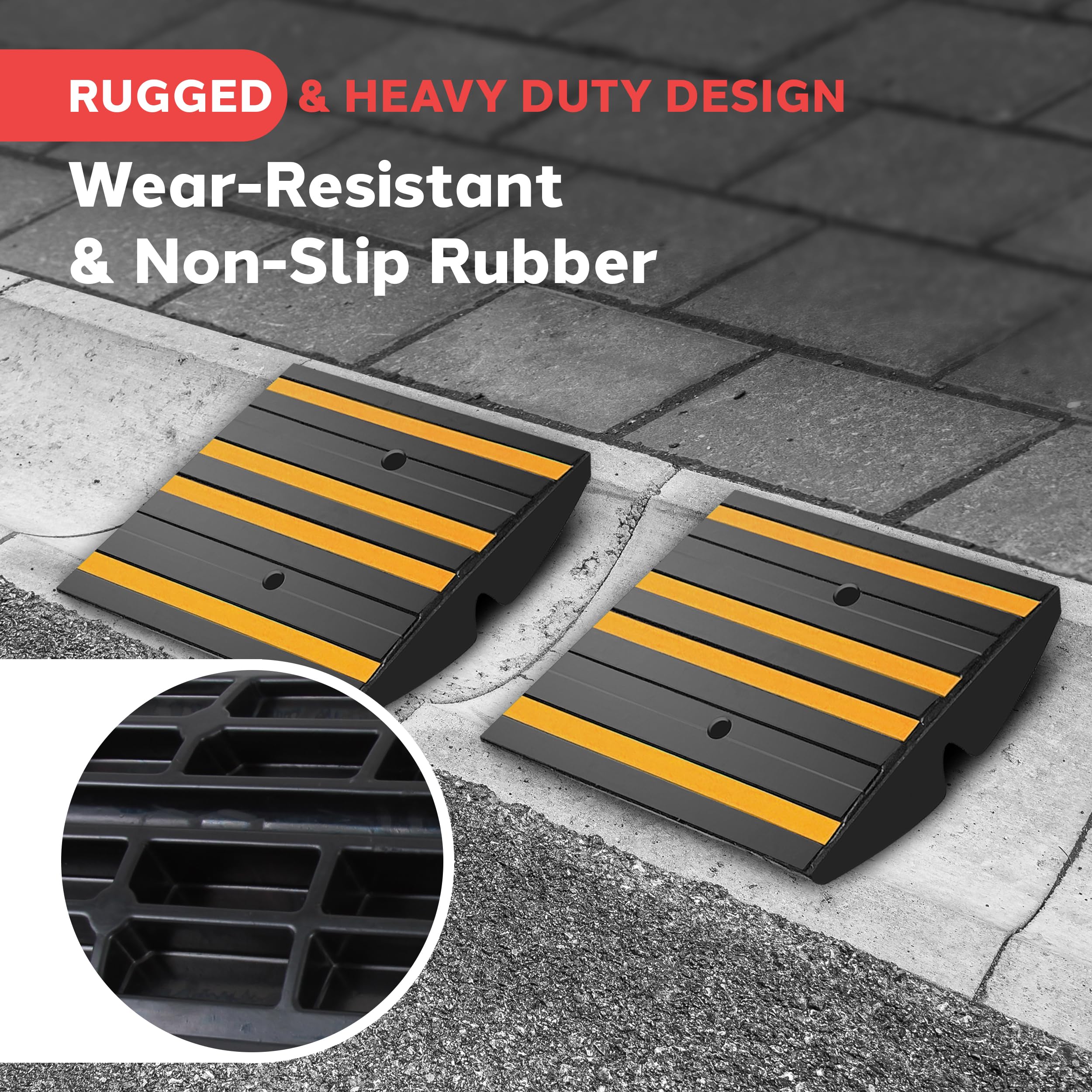 Pyleusa Ramp Pyle Curb Ramp Pyle 1ft Rubber Curb Ramps 2-Pack - Heavy Duty Driveway ...