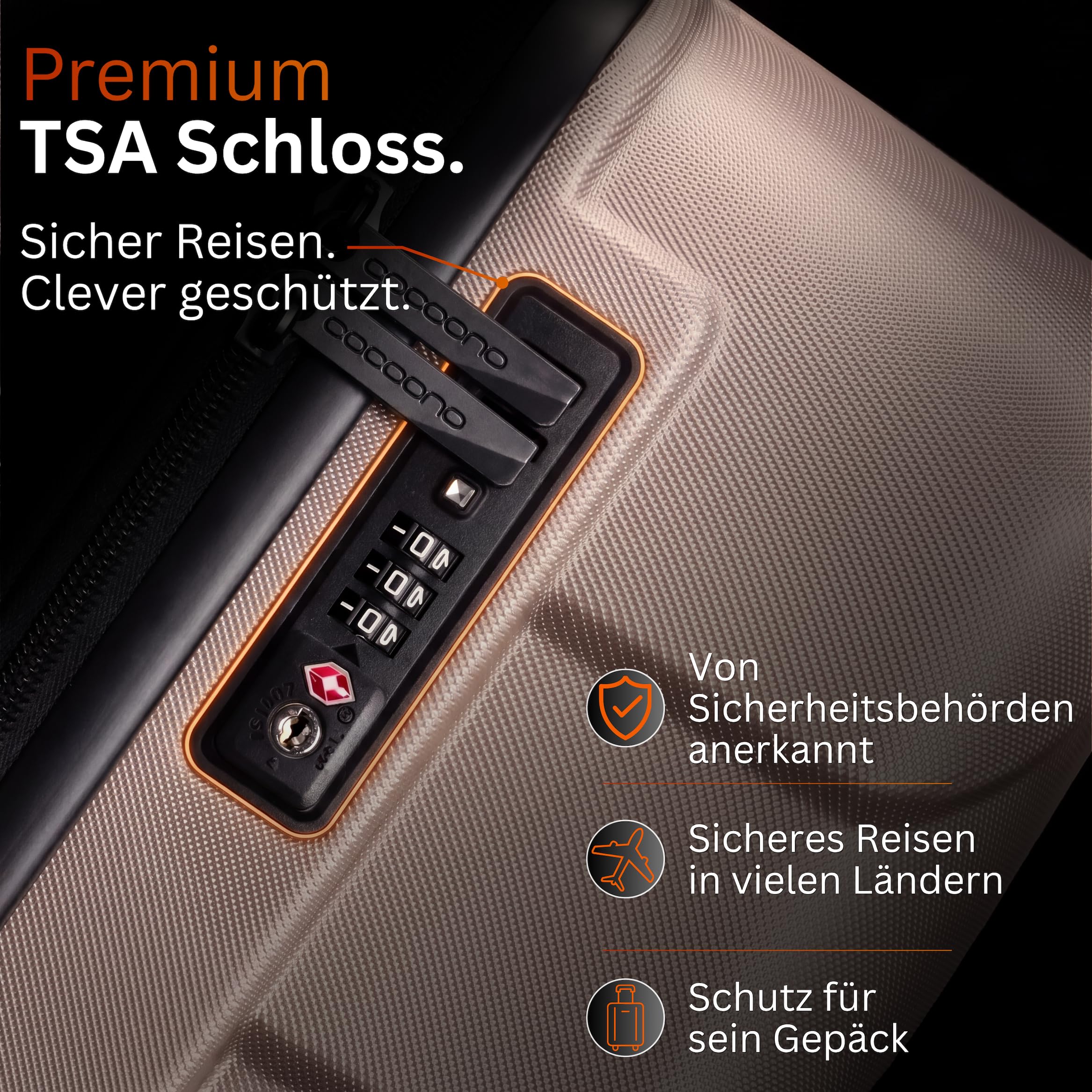 Hartschalenkoffer XL 100L erweiterbar auf 117L 158cm Gurtmaß 8 Rollen 360° drehbar TSA Schloss Teleskopgestänge Reisekoffer champagner