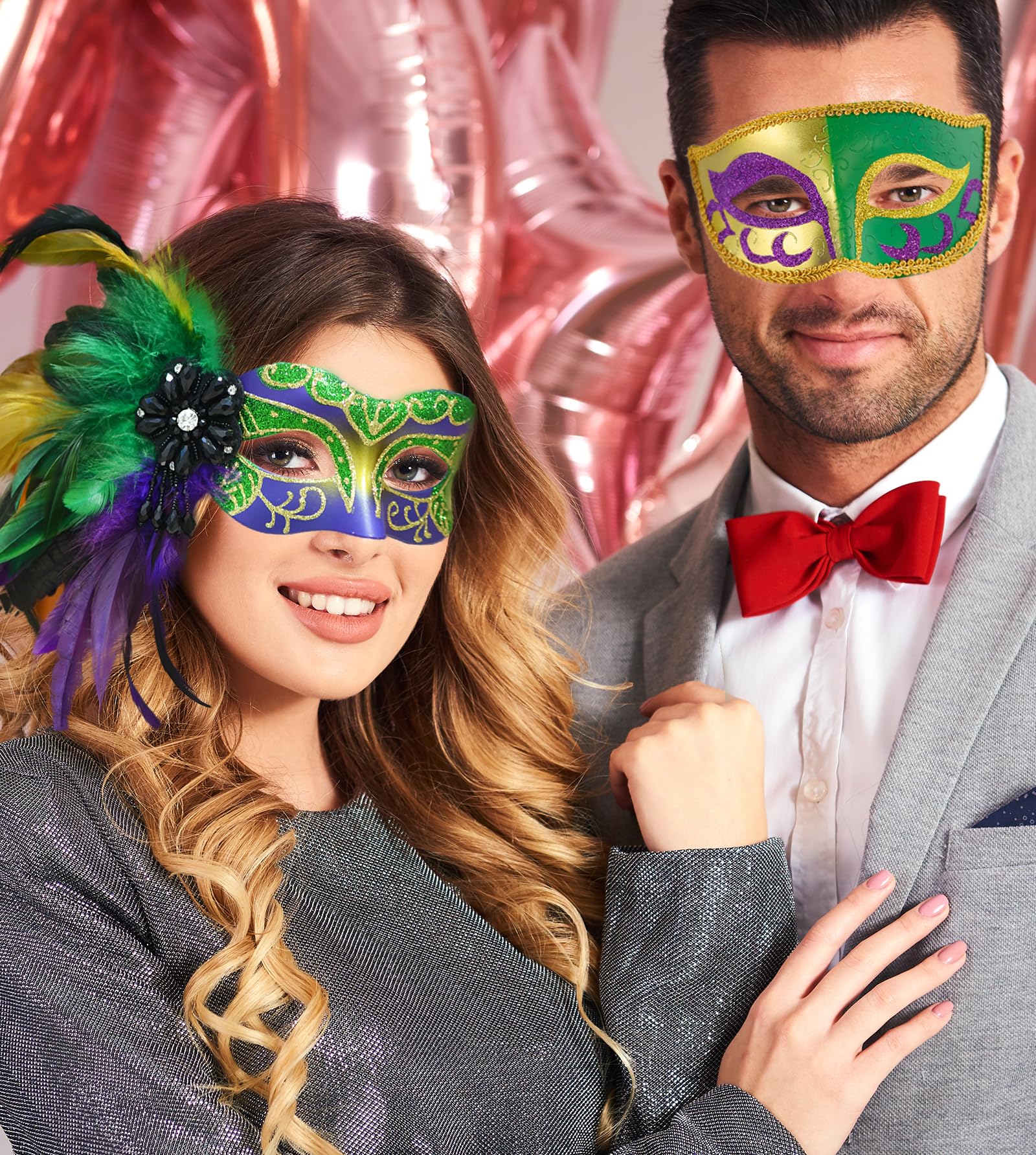 MYSEUNI Venetian Mardi Gras Mask with Feathers for Masquerade Ball Carnival Halloween Cosplay Theme Dance - Image 2