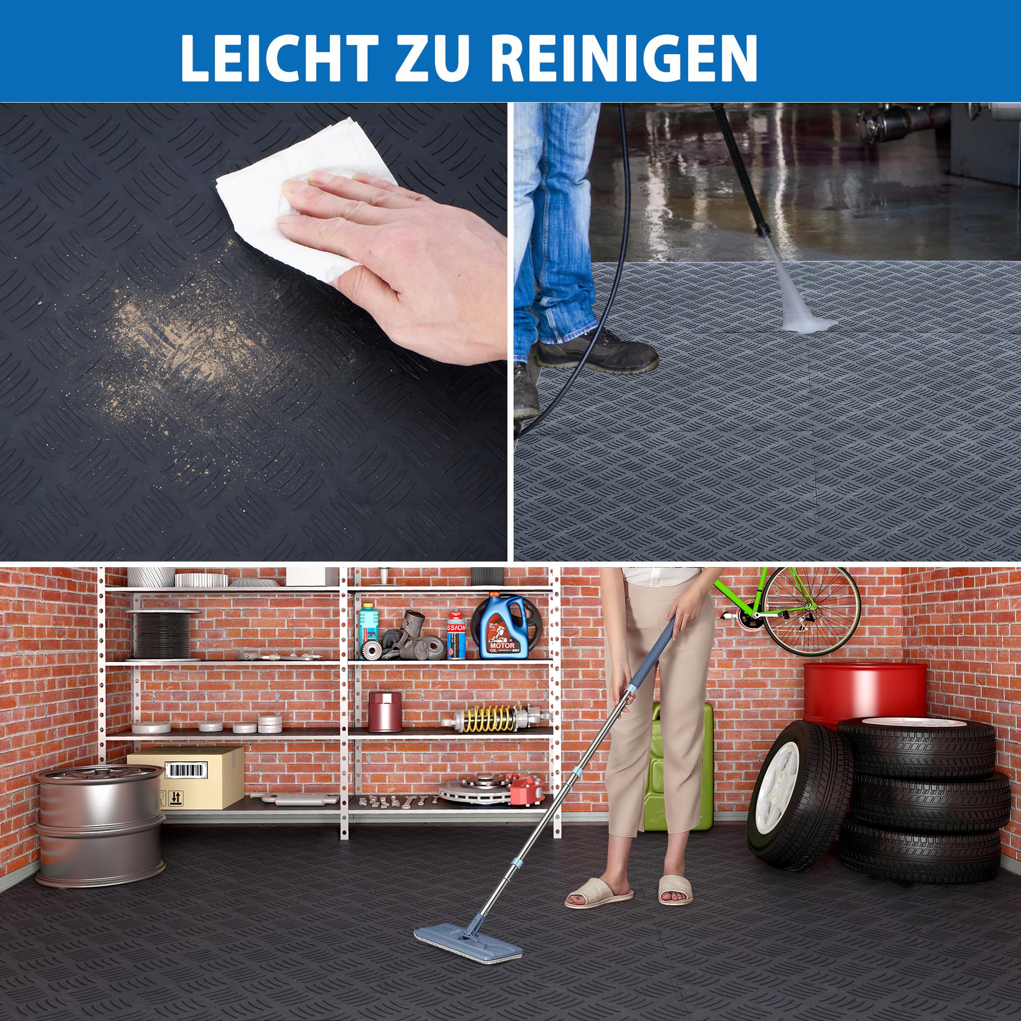 bimiti 20 Stück 40x40cm PVC Garagenboden, Garagenboden Fliesen aus Gummi, Garagenboden Schutzmatte rutschfeste, Bodenmatte für Garage (20pcs)