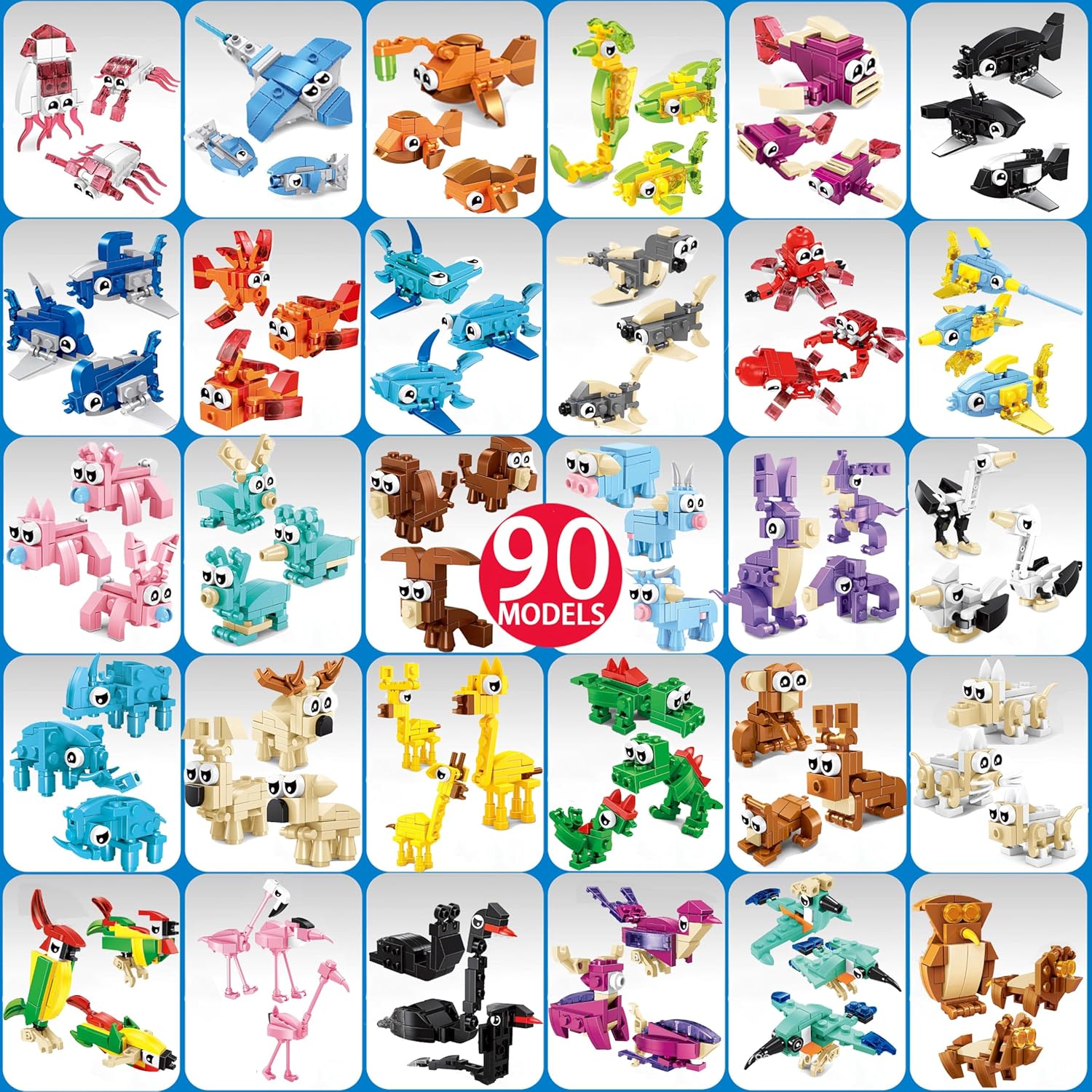 30 Pack Bulk Party Favors for Kids – Mini Ocean Animal Building Blocks Toys Set Compatible with Major Brands,Birthday,Bag Fillers Easter,Christmas,Valentine's Day Gifts for Boys Girls Ages 6-12