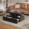 BRILVERDE High Gloss Coffee Table Living Room Table with 16-Colour LED and 2 Drawers Modern Sofa Table with Storage Space Side Table with 5 Shelves (Black 104 x 53 x 46 cm)