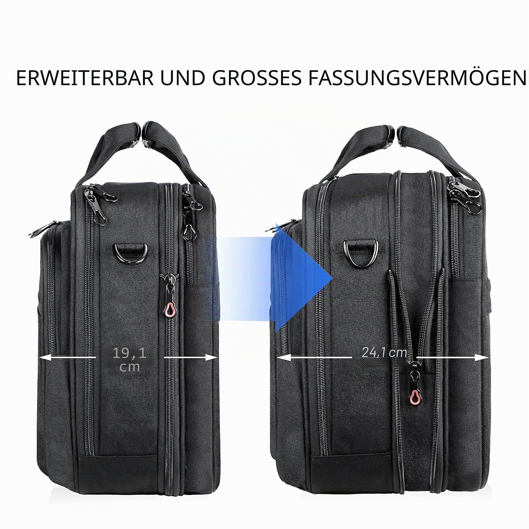 KROSER Laptoptasche 17,3 Zoll Wasserdicht Umhängetasche mit RFID-Taschen für Geschäft Reisen Schule