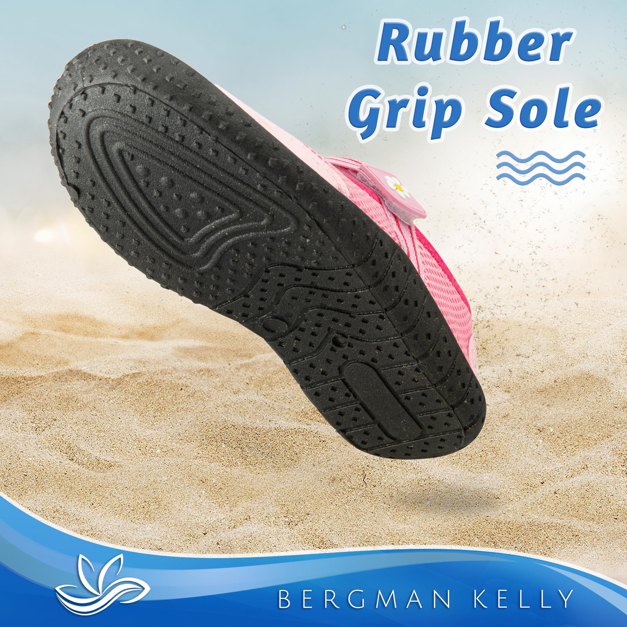 BERGMAN KELLY Scarpette da Acqua per Bambini - Vari Colori, Diverse Misure - Calzini da Acqua per Ragazze - Adorabili Scarpe da Spiaggia per Ragazze - Collezione MJ