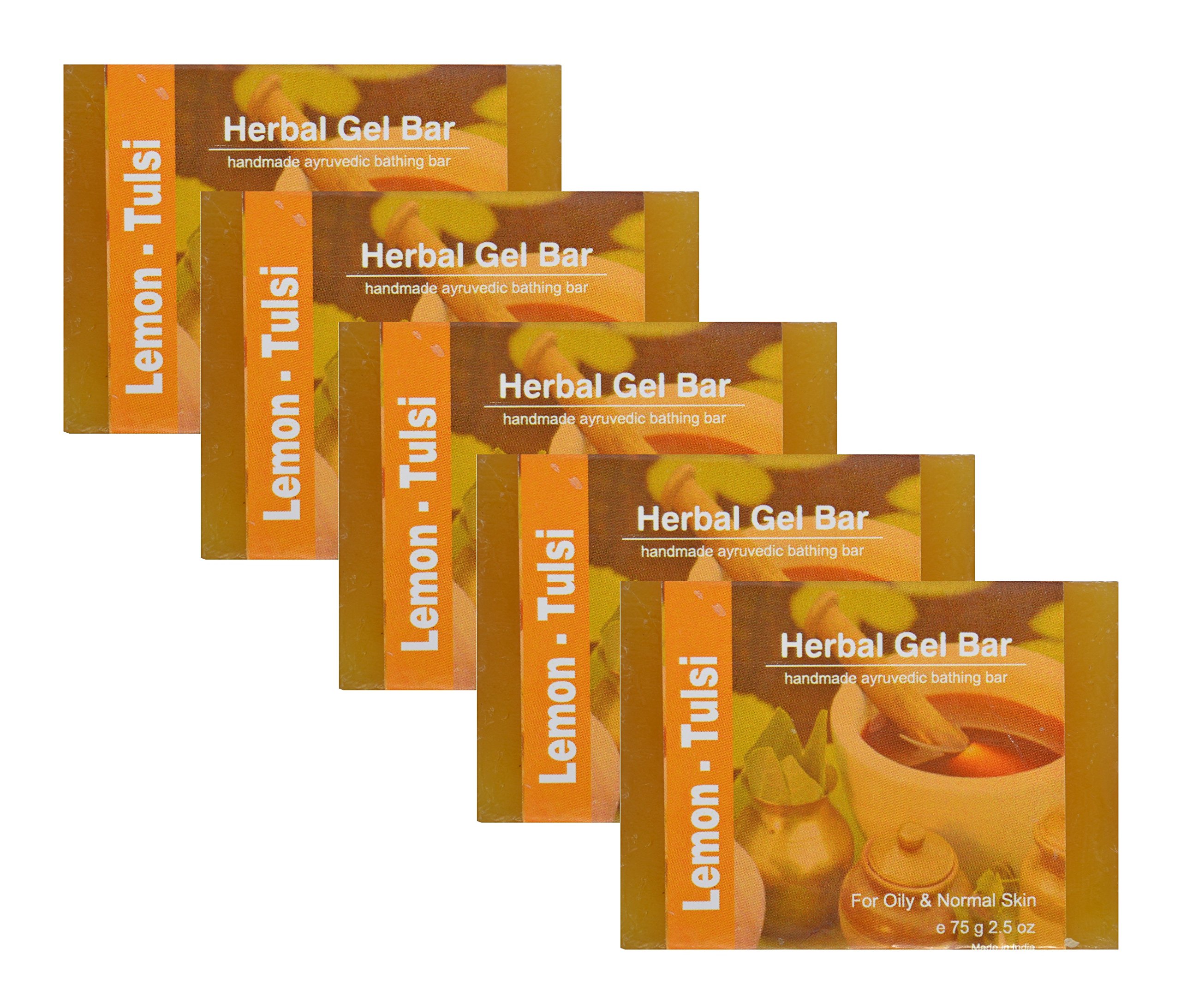 JAINAyurvedic Herbal Soap - 75 G (Pack Of 5, Lemon Tulsi)