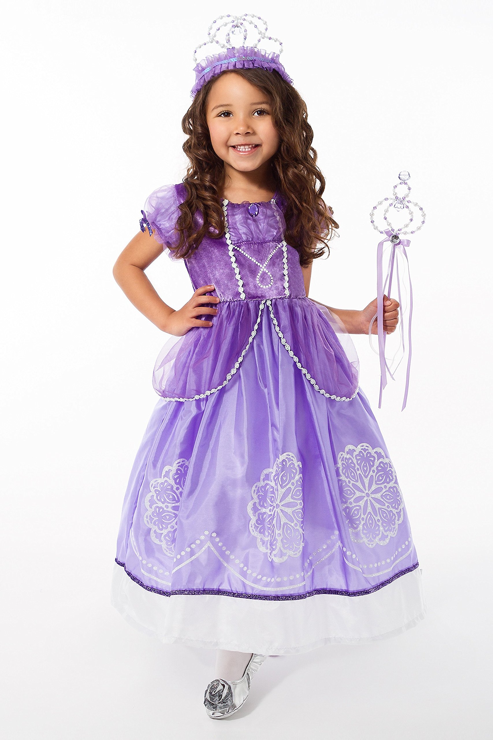 open lace back dress Princess Dress Up Set for 3-6 Girls