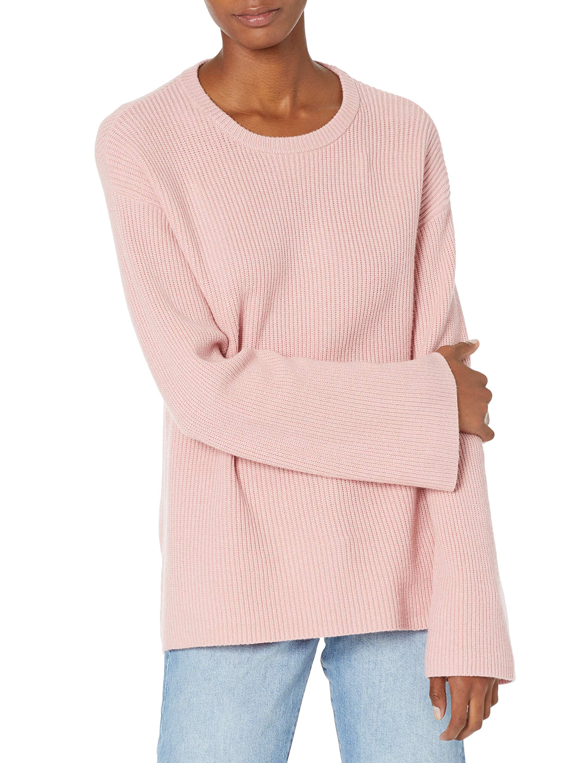 The Drop Rippstrick-Pullover Alice für Damen, Rundhalsausschnitt, geschlitzte Rückseite