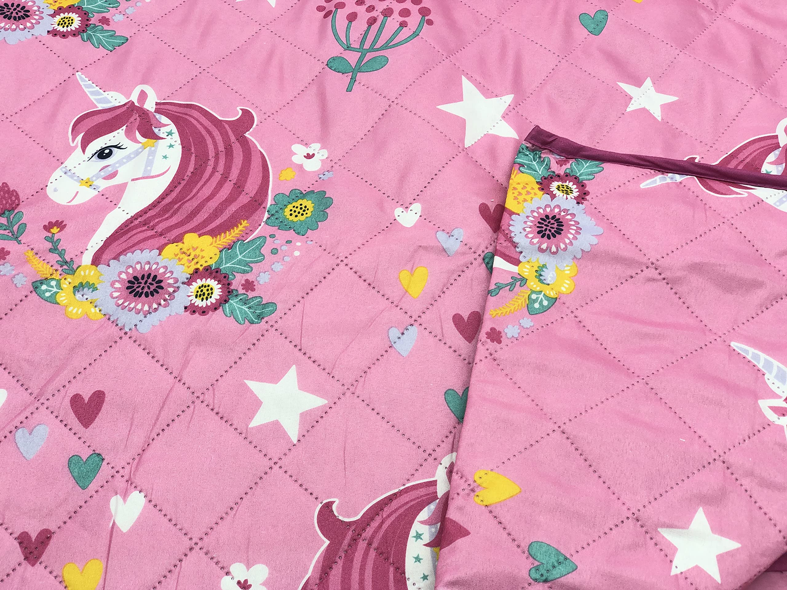 Riad Arredo Colcha individual primaveral de Disney suave microfibra - Colcha acolchada ligera para niños (unicornios)