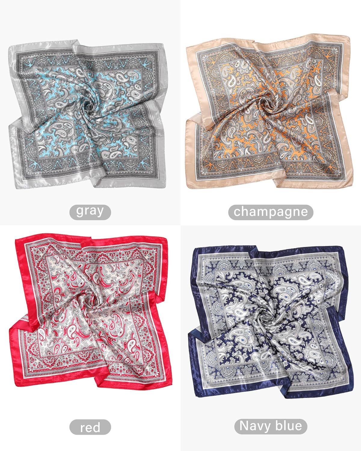 AWAYTR 23” Satin Bandanas for Women Head Scarf Like Silk Scarf for Hair Scarf Satin Neck Scarf Silk Hair Bandana Headscarf - Image 3