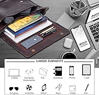 Vista 3 de Real Leather Messenger 16 Inch Vintage Briefcase Bag, Genuine Leather Satchel Bag Adjustable Shoulder Strap for Men & Women