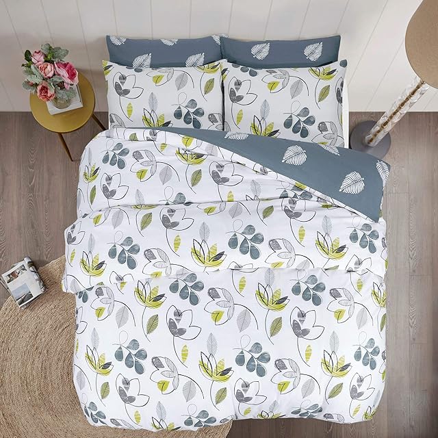 Linen Zone - Posh Range Hotel Quality 100% Egyptian Cotton Reversible Duvet Cover Set (Bloom Multi, Double)