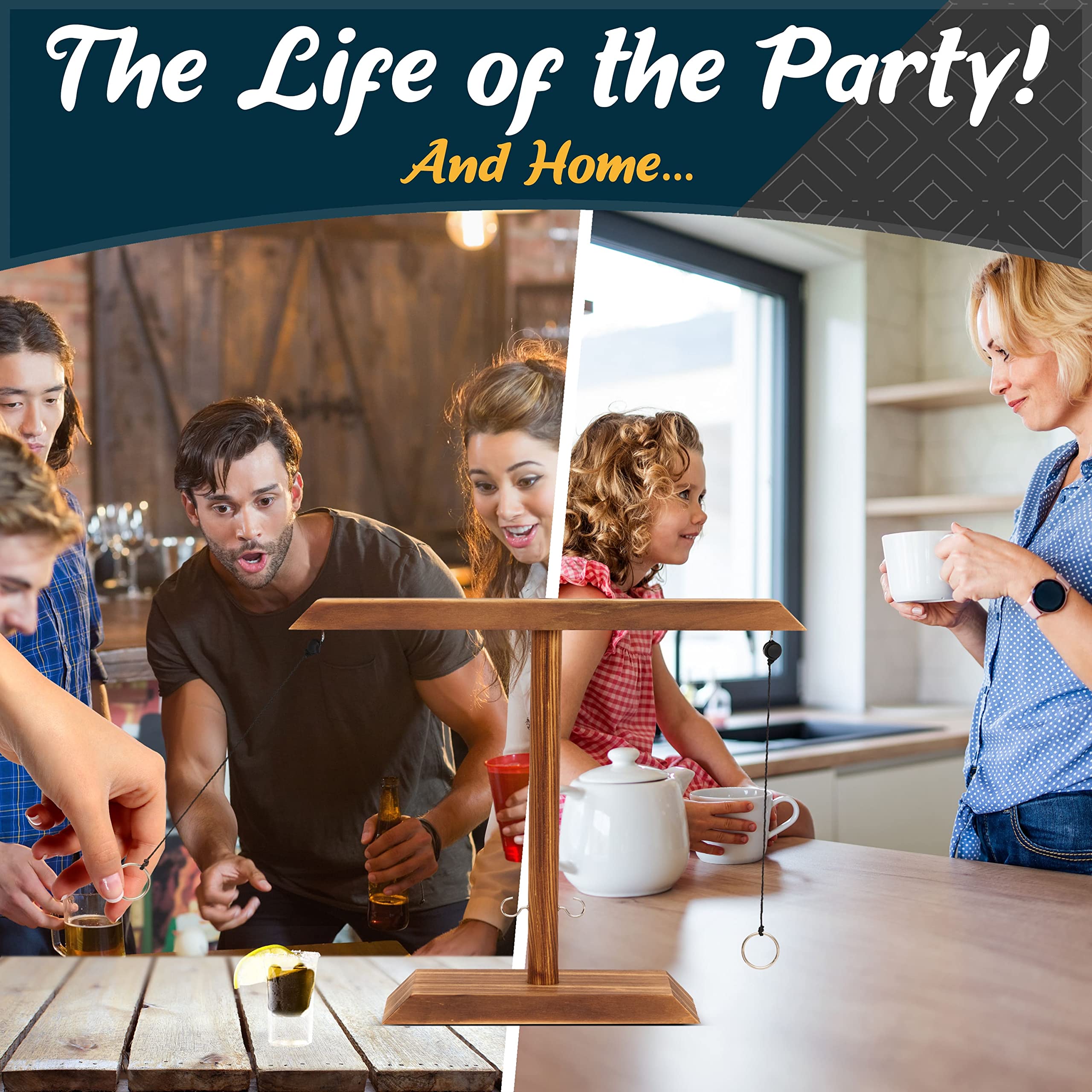 Ring Toss Game for Adults - Includes Shot Ladder and Easily Adjustable ...