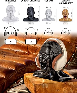Oehlbach Kopfhörerständer Scream - Handmade Kunstharz Schwarz - kultiger Oehlbach-Kopf zur Aufbewahrung von Over- und On-Ear-Kopfhörern