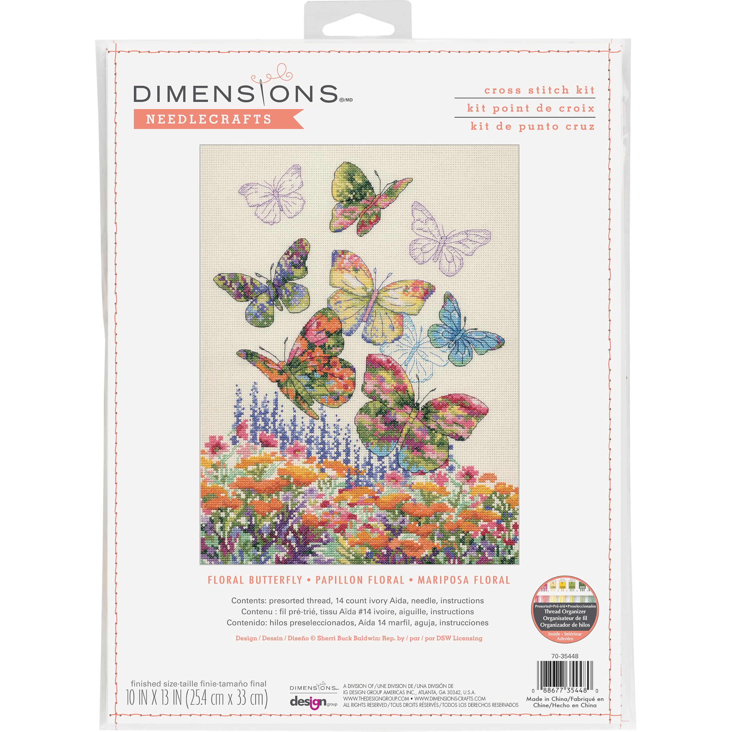 Dimensions Counted Cross Stitch Kit Floral Butterfly 25.4cm x 33cm