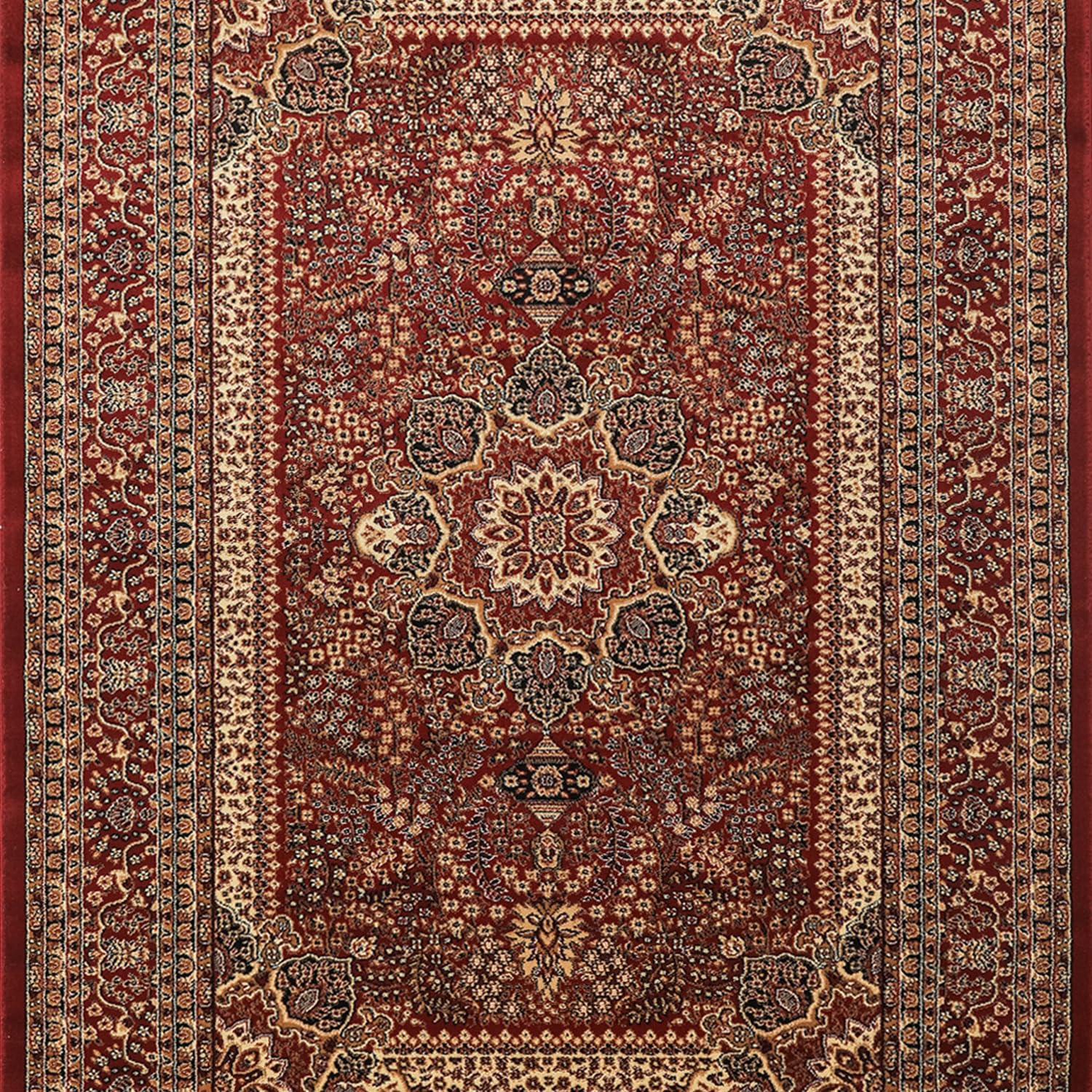 Carpettex Kurzflor Orientalischer Teppich - Klassisch Optik Webteppich Rot 120 x 170 cm - Vintage Wohnzimmerteppich Schlafzimmer Weich Waschbar Küchenteppich