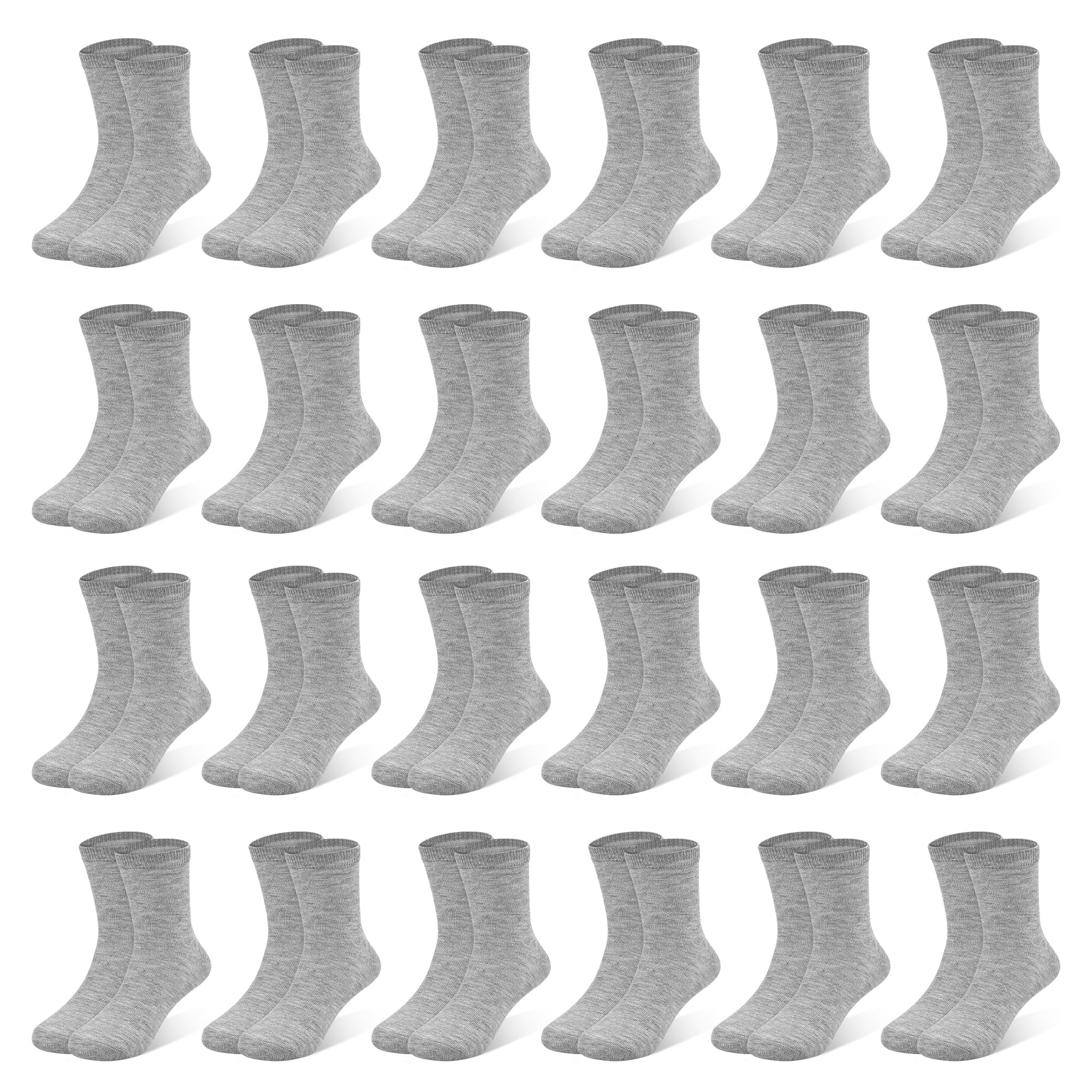 SPTRAMLE Toddler Socks, 24 Pairs Kids Socks for Boys Girls 1-14 Years Kids Crew Socks Multipack Athletic White Black Grey