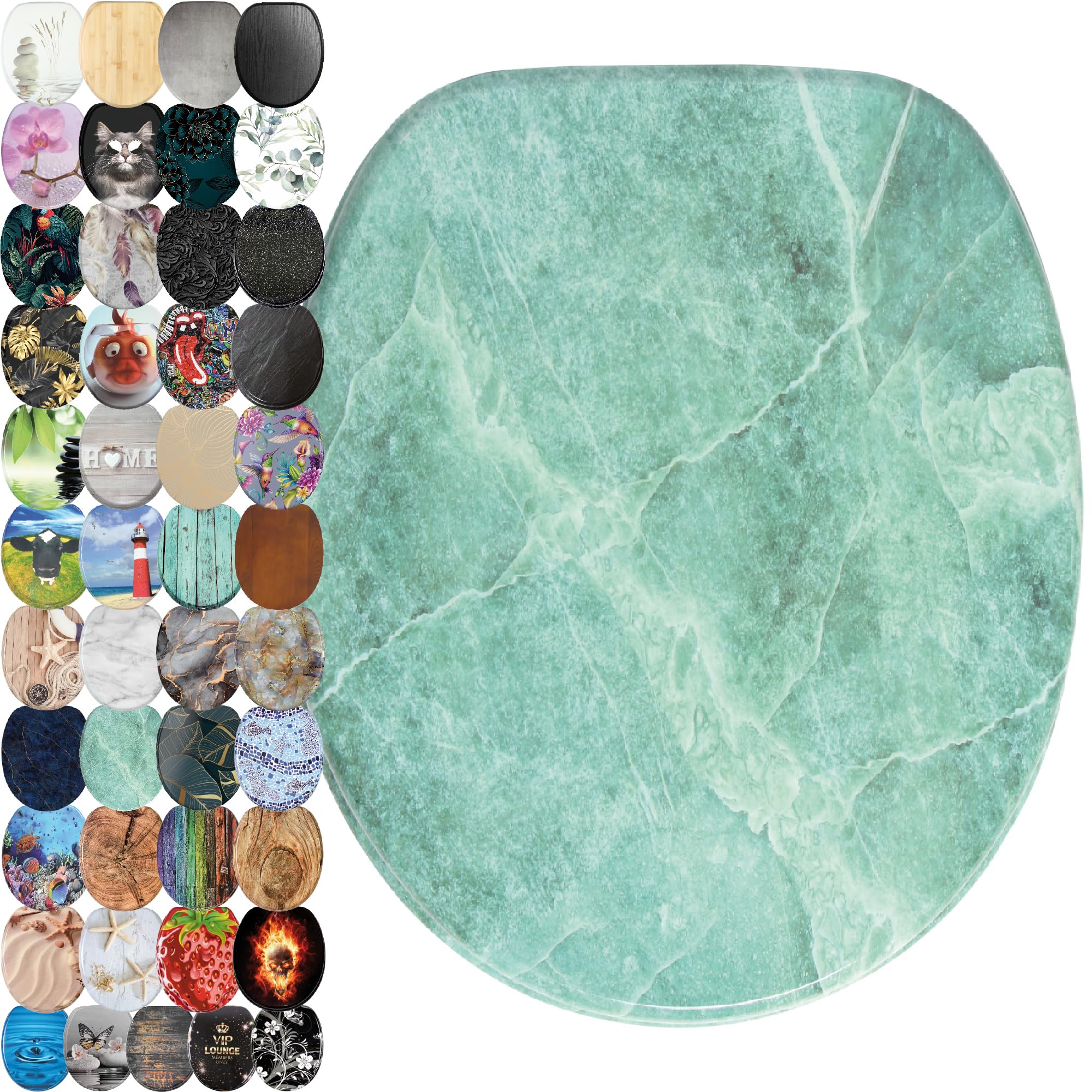 Sanilo Toilet Seat, Great Range of Colorful Toilet Seats, Stable Hinges, Easy to Mount (Marble Green) โ image 1