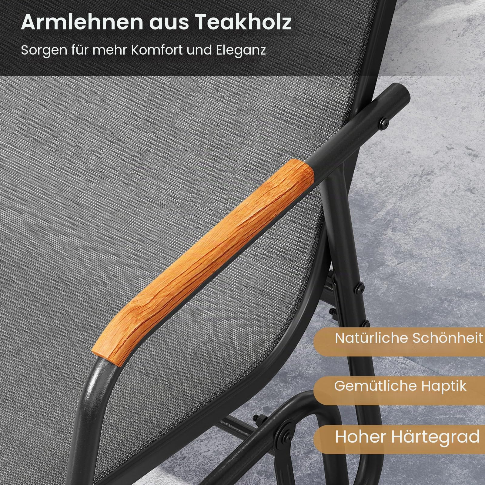 FANTASK 3-Sitzer Gartenbank, Schaukelbank bis 450 kg mit sanfter Gleitbewegung, Schaukelstuhl mit atmungsaktivem Stoffsitz, Terrassenbank für Garten, Balkon, Terrasse (Grau)