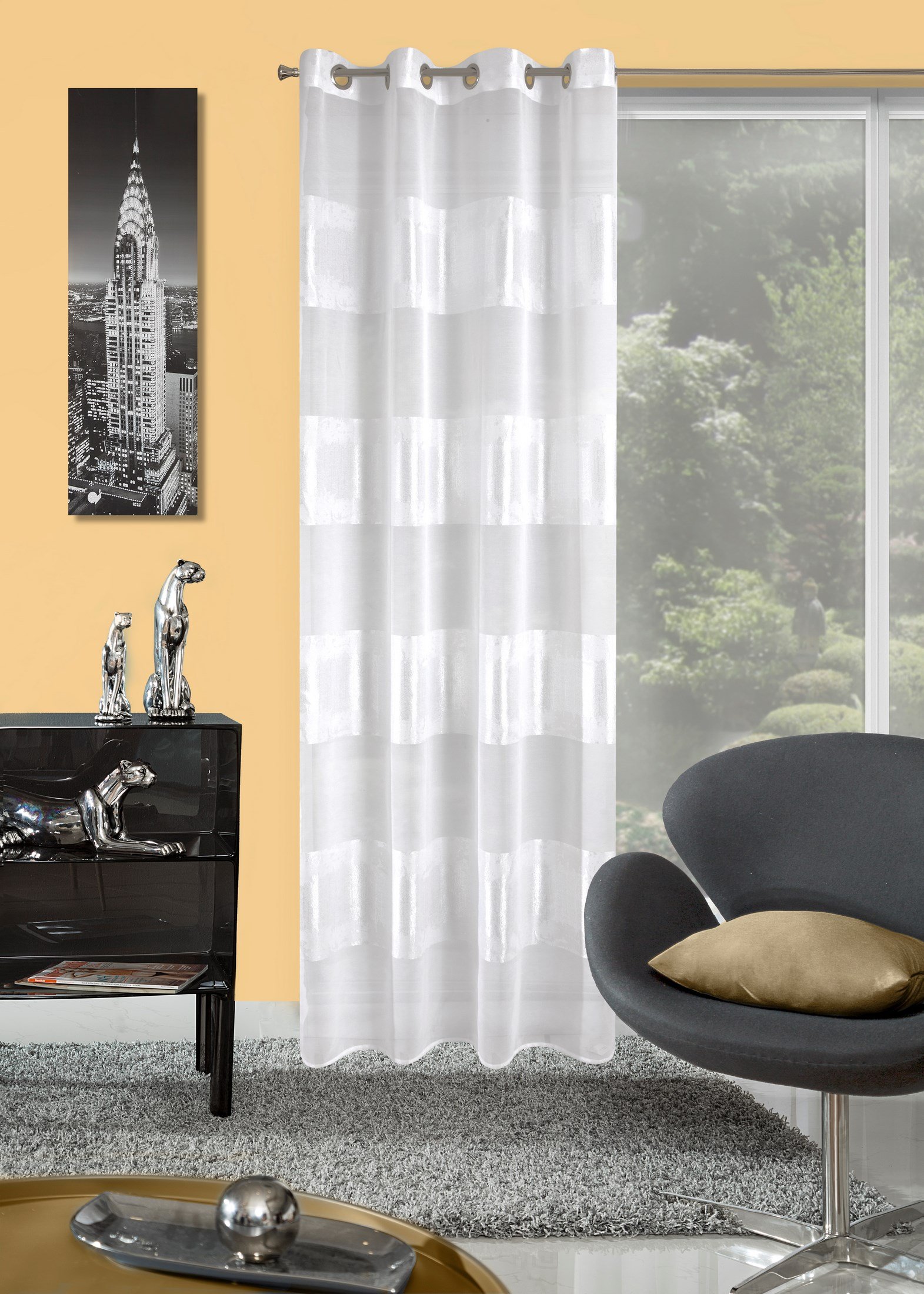 EuroF Irany ZAS/Agatha K Curtain Polyester Eyelet Curtain Agatha, Creamy, 0.02 X 140 X 250 CM