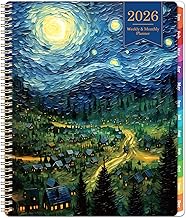 2026 Planner - 2026 Planner Weekly and Monthly, Planner 2026, Jan 2026 - Dec 2026, 8.5" x 11", Monthly Planners with Colourful Tabs & Pocket, Flexible Cover, Twin-Wire Binding- Oil Painting
