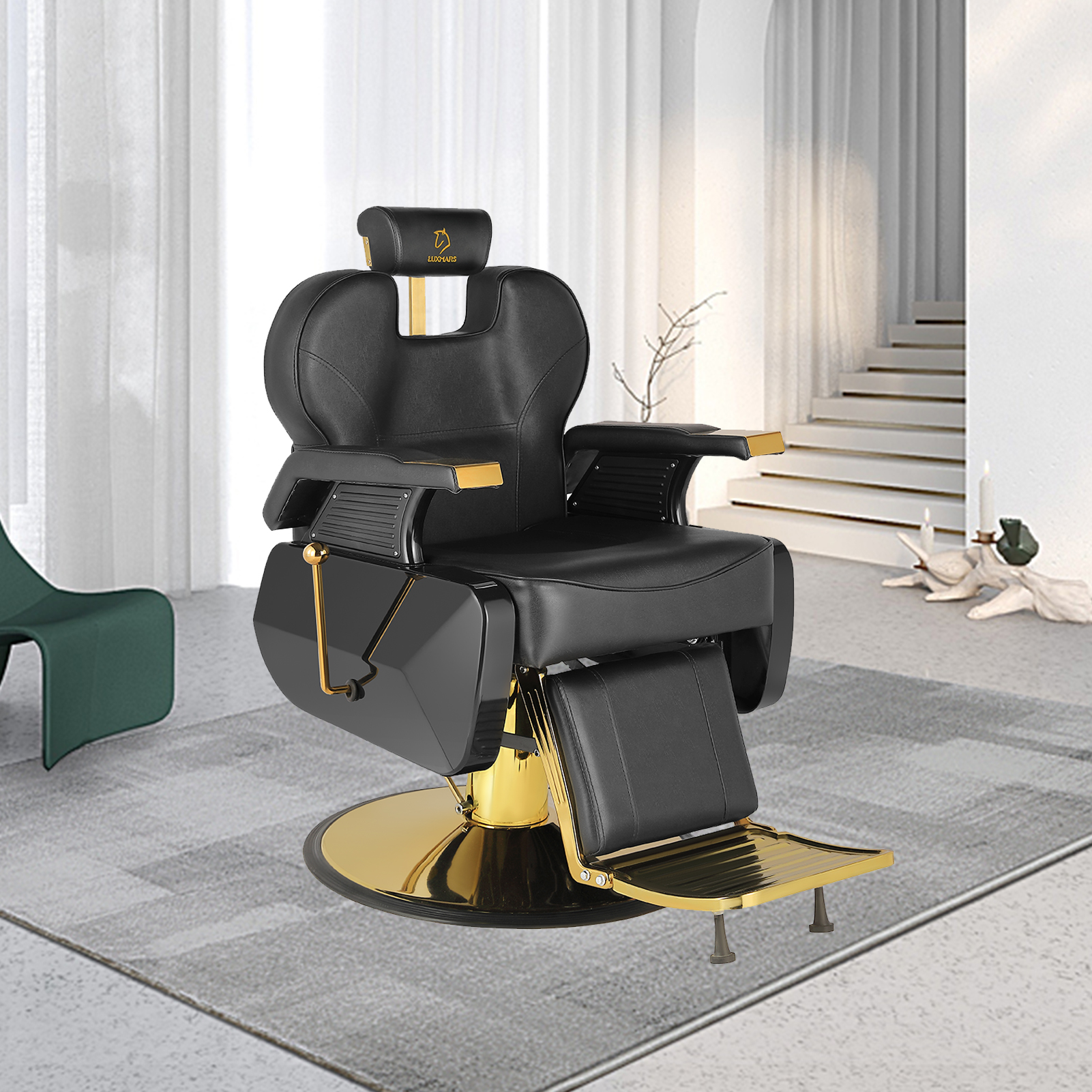 Ten　理容椅子　barber chair Amazon.com: LUXMARS Barber Chair Hydraulic Reclining Salon Chair