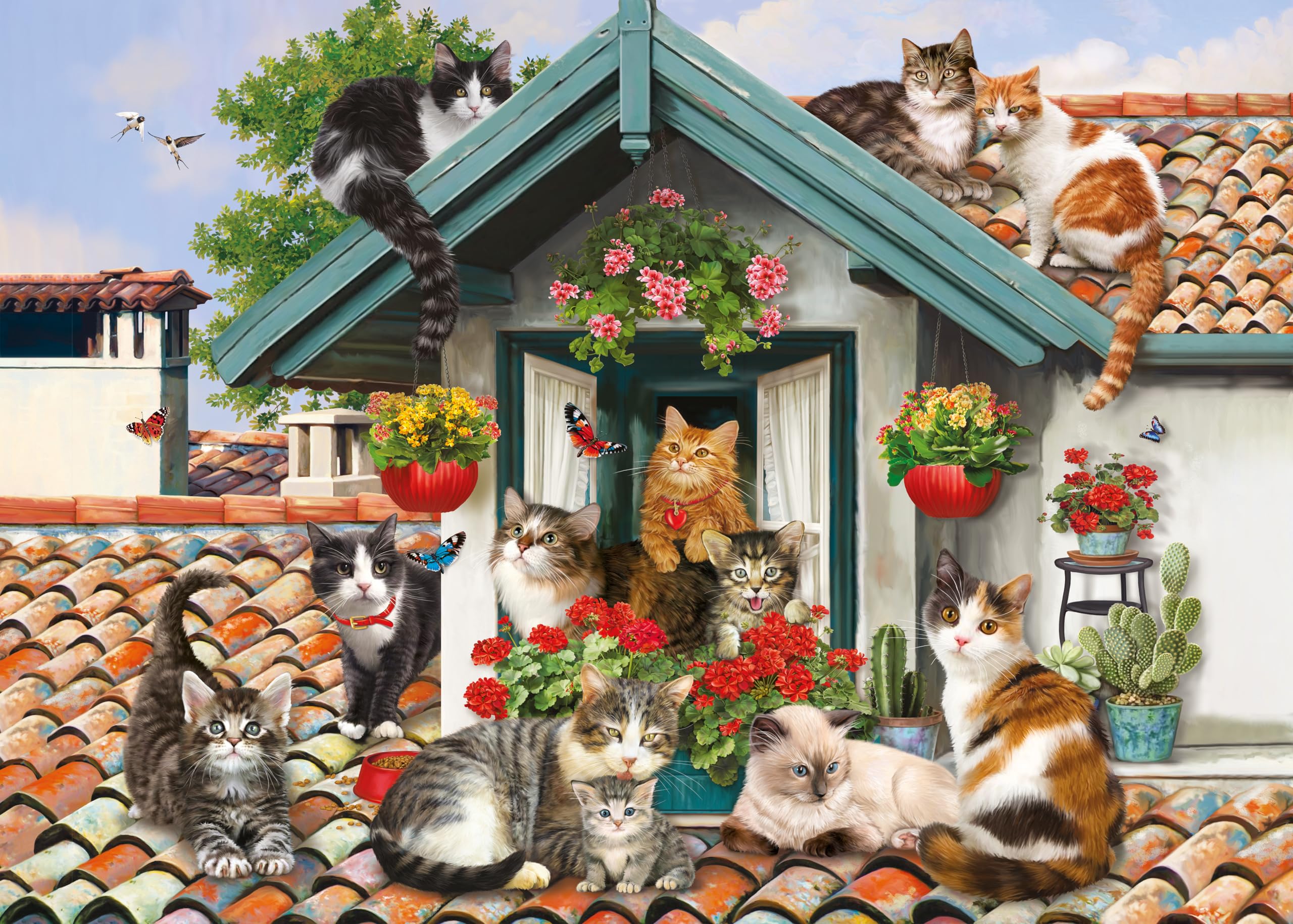 Mr. Broccoli Cats on the Roof Jigsaw Puzzle, 1000 Pieces, 68 x 48 cm, For Ages 14+, Green, 68 X 48 Centimeters - Image 2