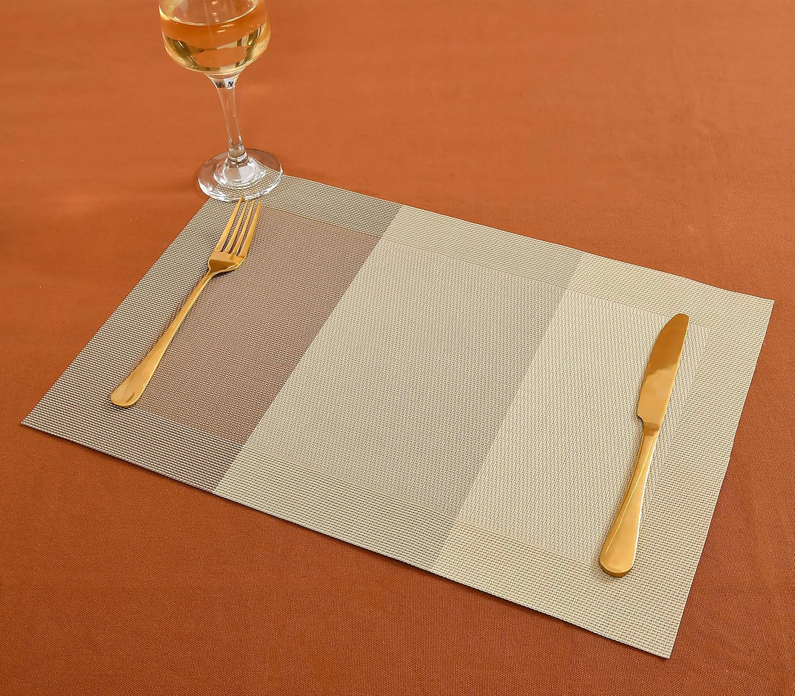 Yellow Weaves Placemats & Runner Set - Beige Brown -29