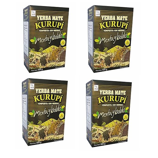 Kurupi Mint Boldo Yerba Mate 500 g (1.1 lbs) 4 Pack