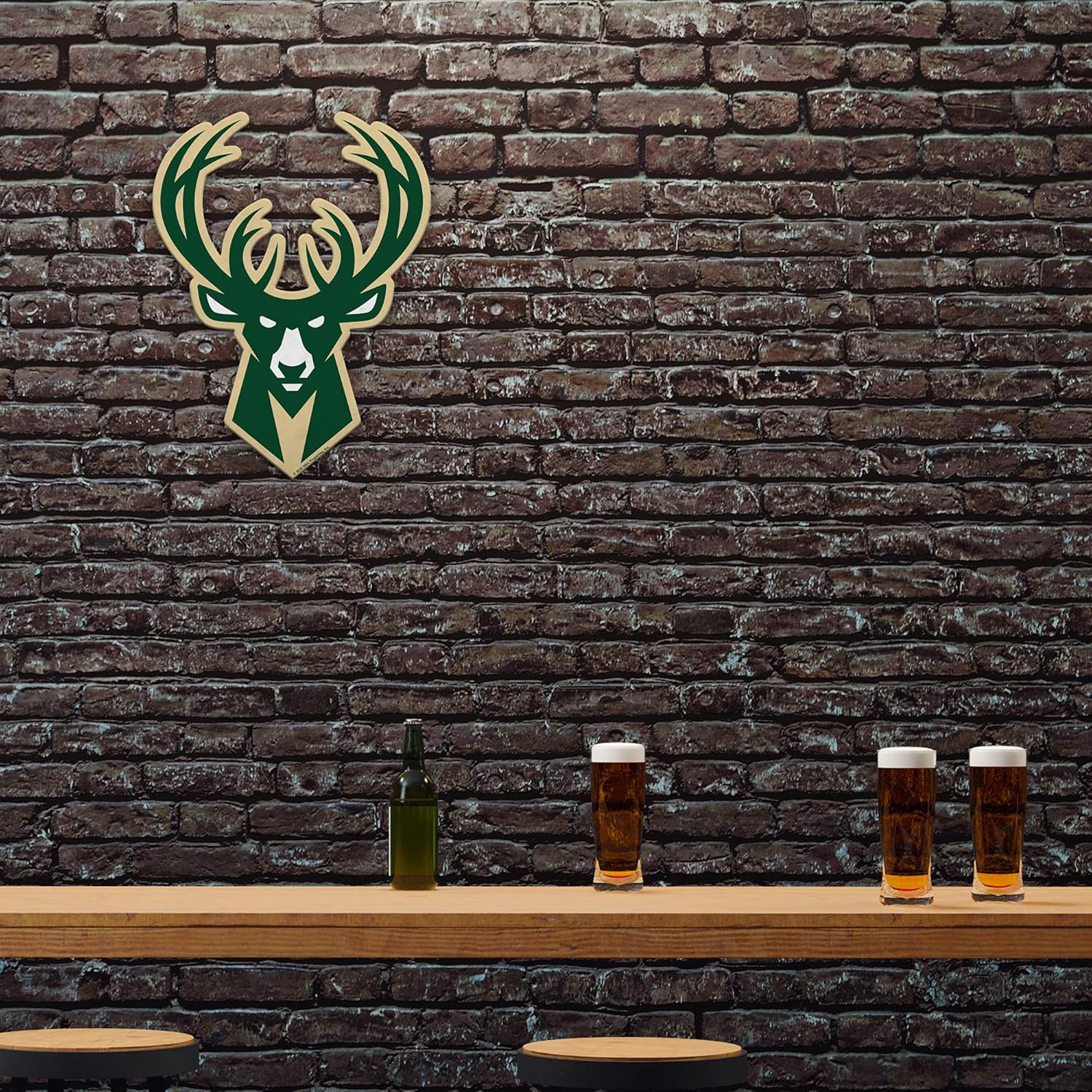 Rico Industries NBA Milwaukee Bucks NBA Primary Logo Shape Cut Pennant, Team color, Item footprint: 18' x 18' - Image 2