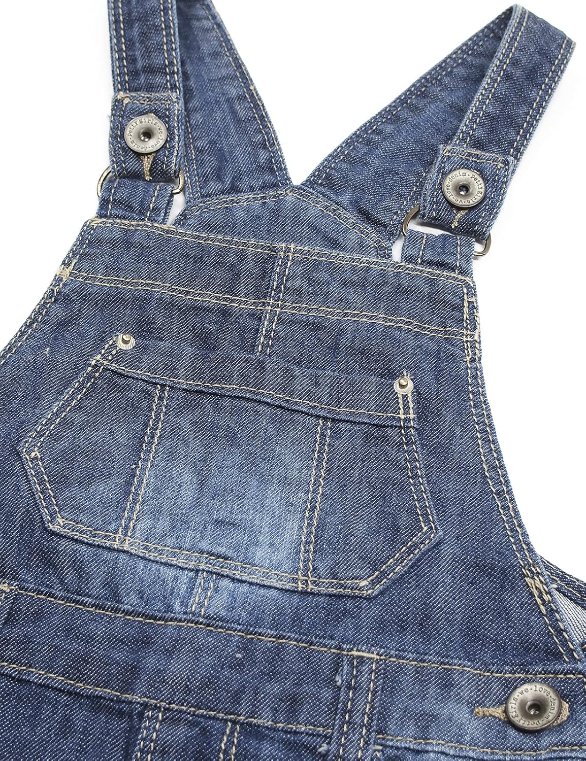 KIDSCOOL SPACE Baby Little Girls Fox Flowers Embroidered Lace Denim Overall Dress - Image 5