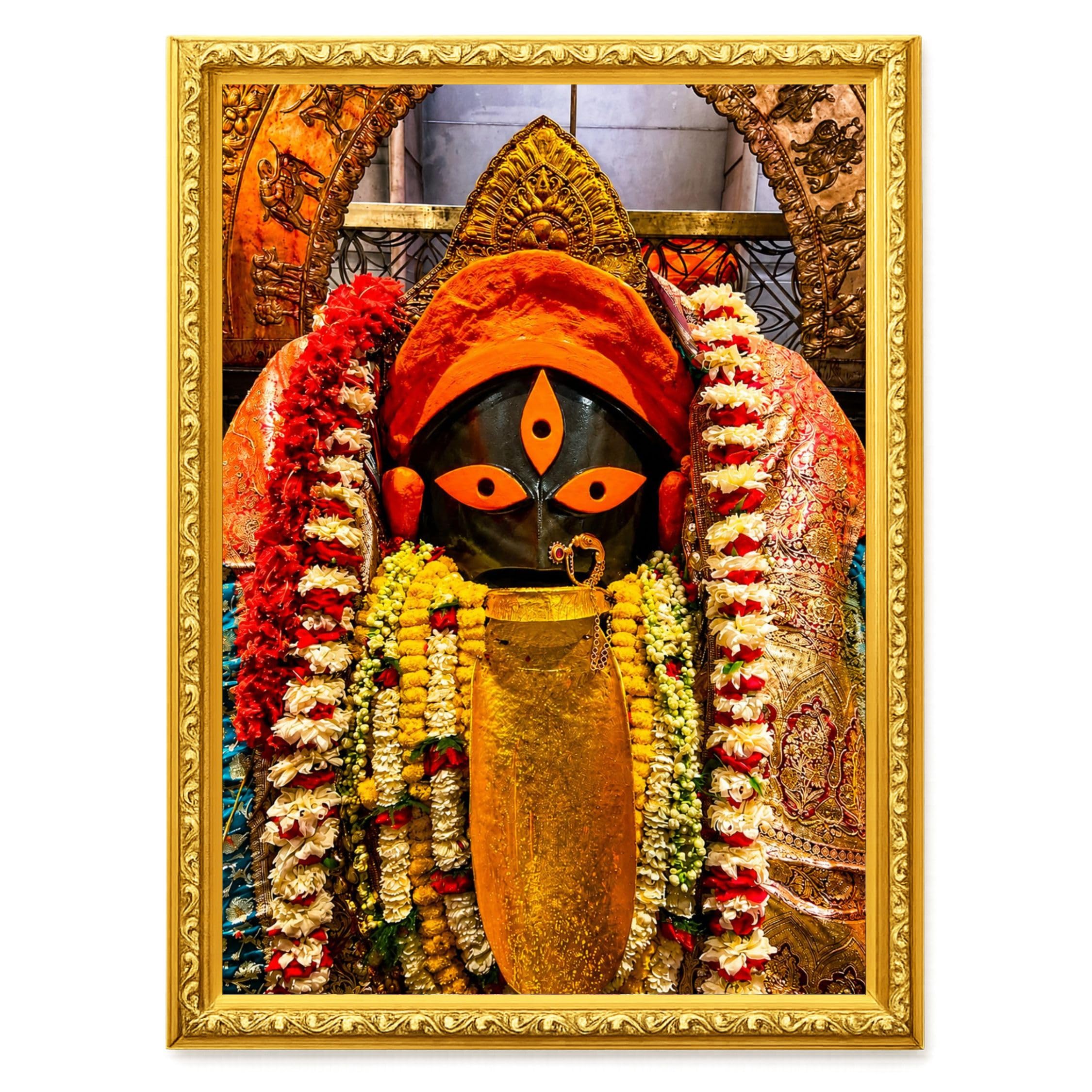 Kalighat Kali Maa - Framed Wall Art | Sacred Kalighat Kali Temple Goddess Photo Frame | Hindu Religious Wall Decor for Home Temple, Living Room & Office (13.6 x 10.2 Inch)-image-19