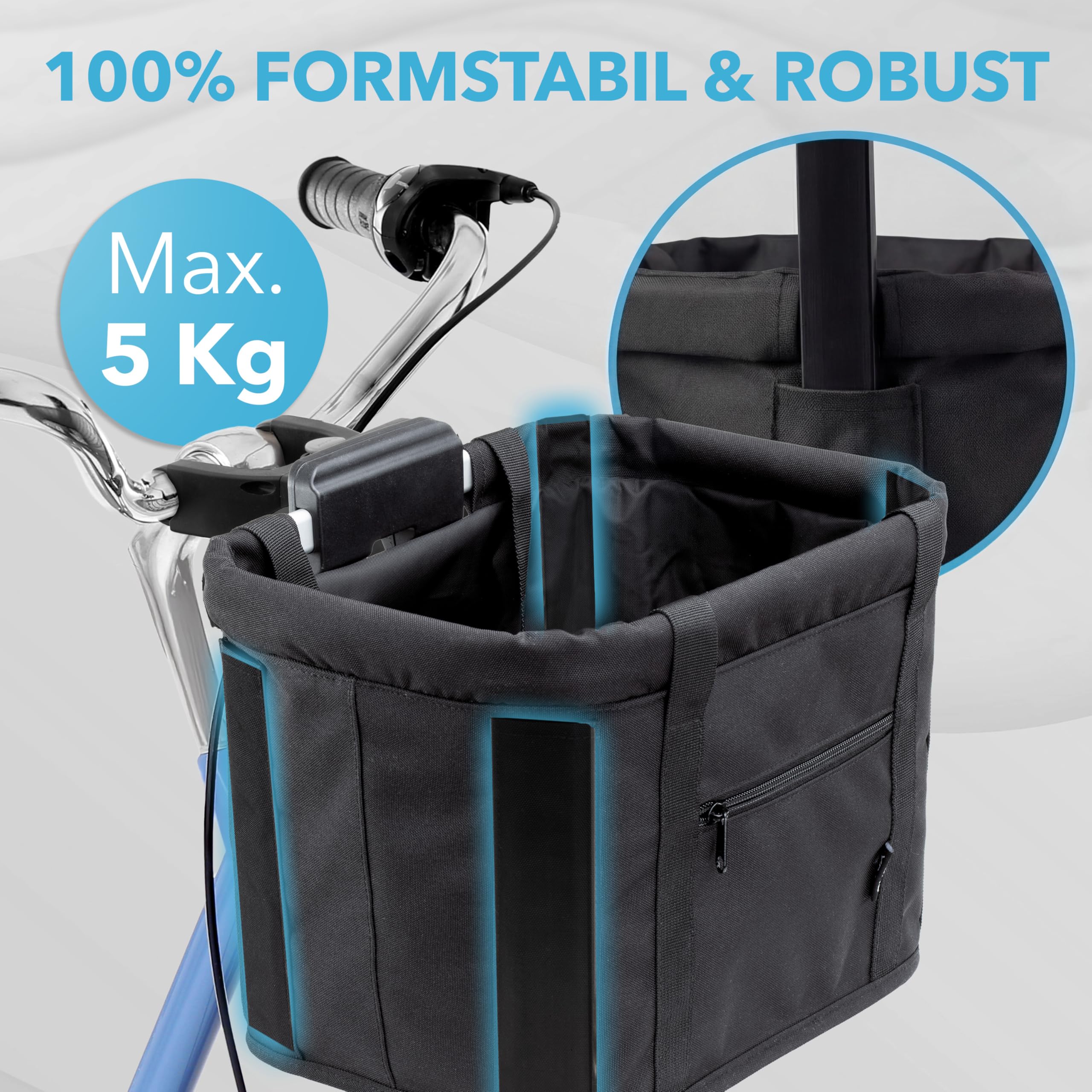 YBAG Cesta delantera para bicicleta KLICKfix [compatible con bicicleta eléctrica] Mujer – Bolsa de bicicleta para manillar