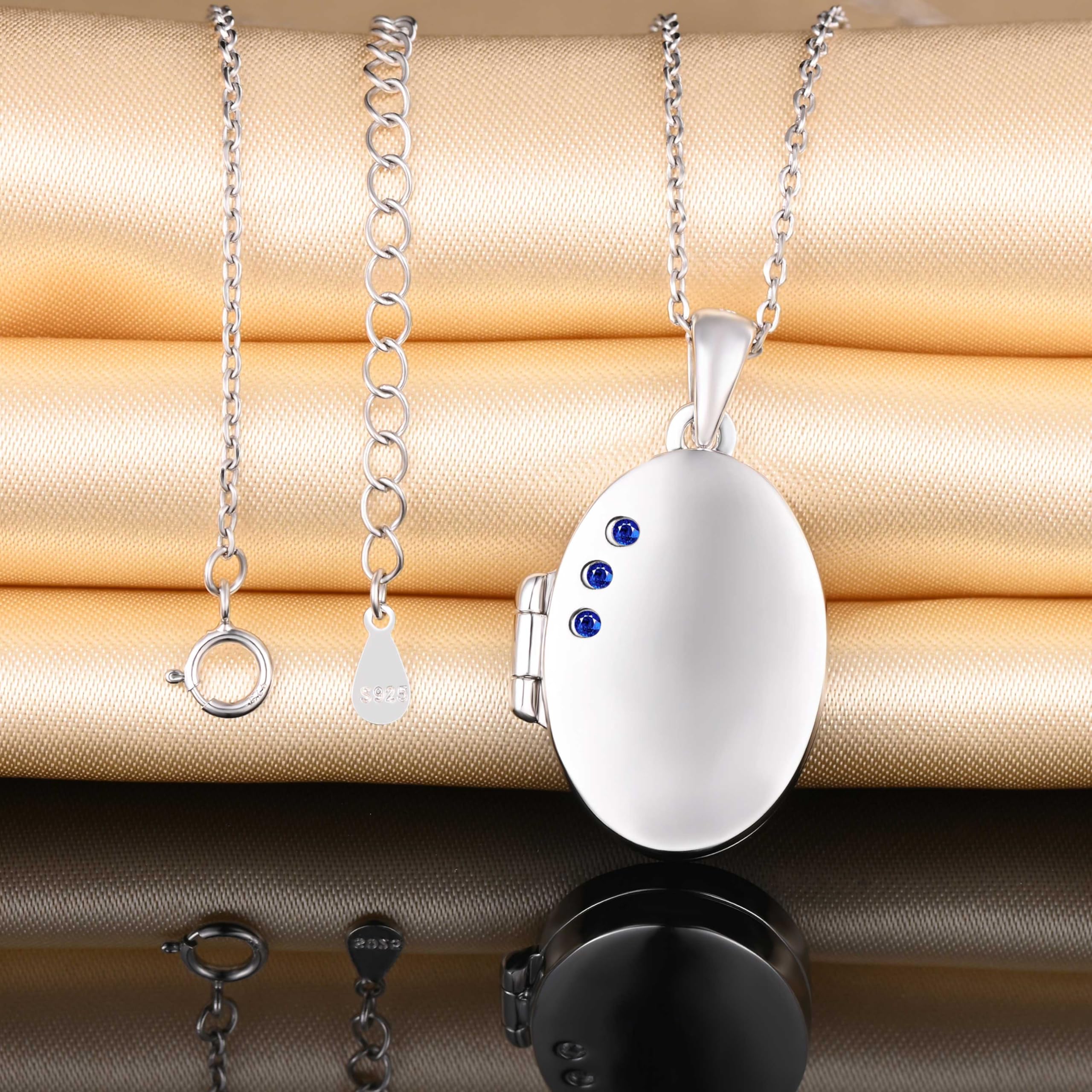 Collar colgante oval de foto de plata 925 para mujer niña Collares medallones con circonita colgante openable personalizado moda joyería