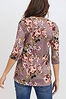 Vista 36 de LaClef - Blusa de maternidad para mujer, cuello redondo, manga 3/4, plisada al frente, estilo peplum Cuadros marrones