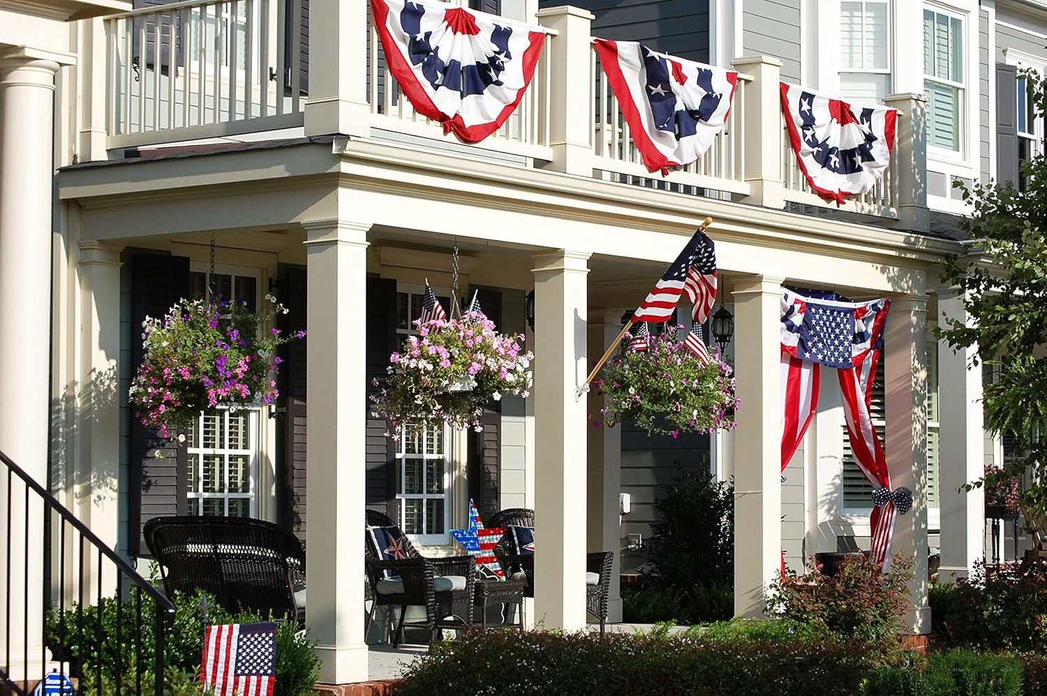 FRF FLAG American Flag Bunting 3x6 Ft, Embroidered Patriotic Bunting Flags, 4th of july Decorations Outdoor, with 3 Brass Grommets