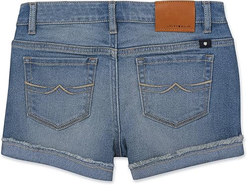 Vista 2 de Lucky Brand Girls' Cuffed Jean Shorts, Stretch Denim with 5 Pockets, Mid to High Rise Waist