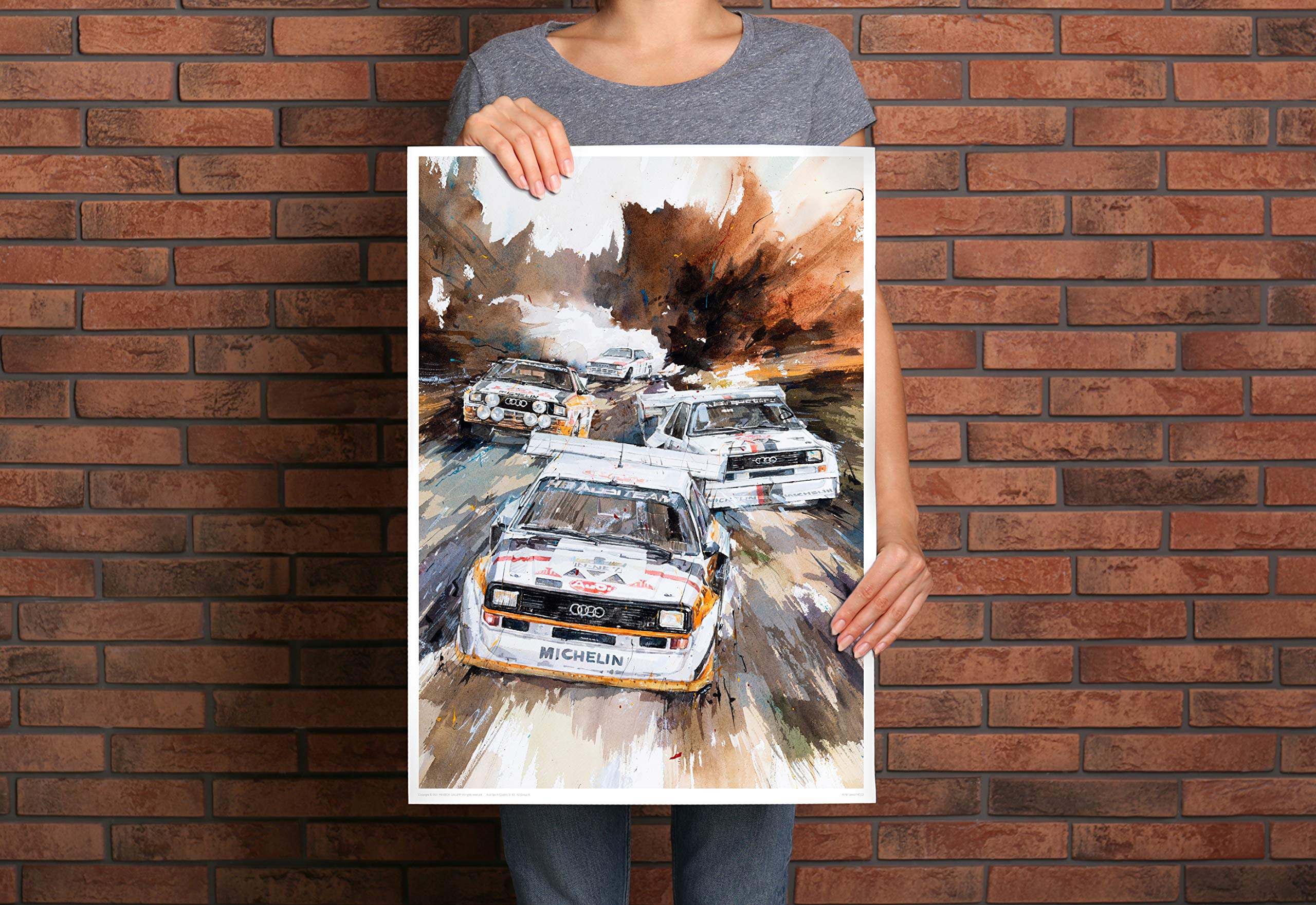 Amazon.co.jp: MINSEOK 水彩画 車 ポスター 屋内 装飾 A2 アート