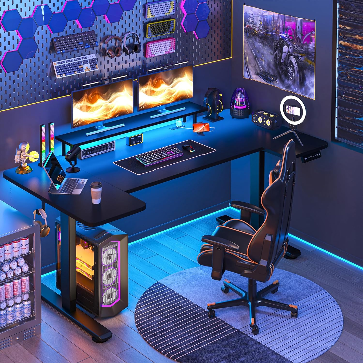 EnHomee 71 Inch Standing Desk Adjustable Electric with Monitor Stand, Computer Desk with Power Strip, Memory Height Home Office Desk for Home and Study Room, Black