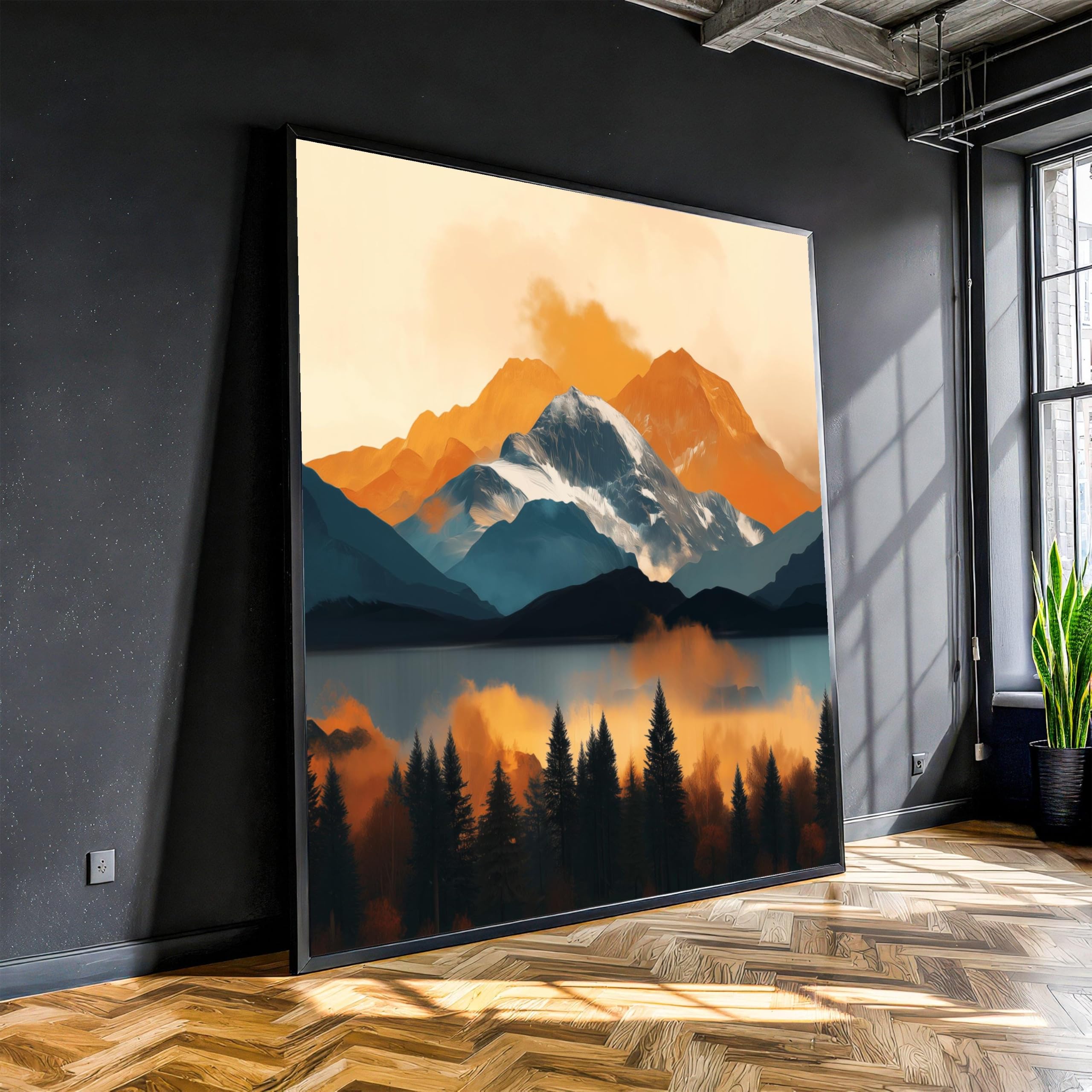 XBTYKPB Meditation Scene, Balanced Stones Canvas, Spiritual Yoga Wall Art, Zen Reflection Artwork,Calm Waters Home Decor Painting(55x55cm/Frameless)