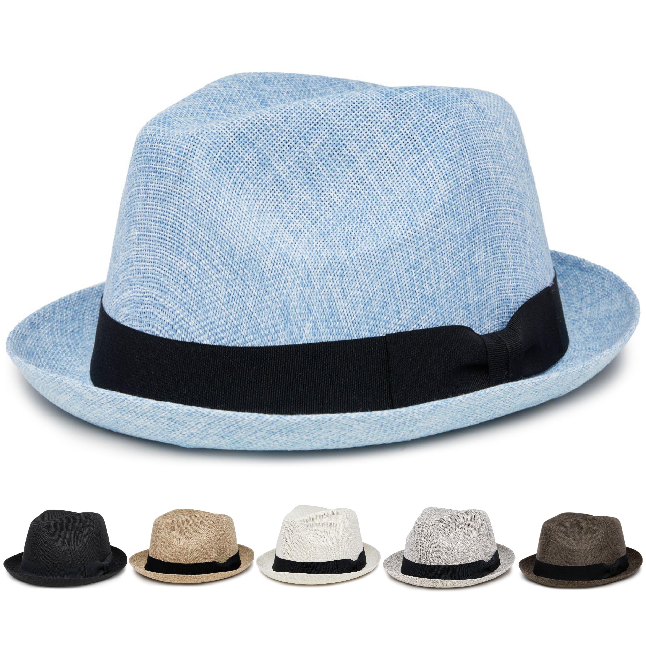 Men's Panama Porkpie Fedora, Linen Summer Beach Hat