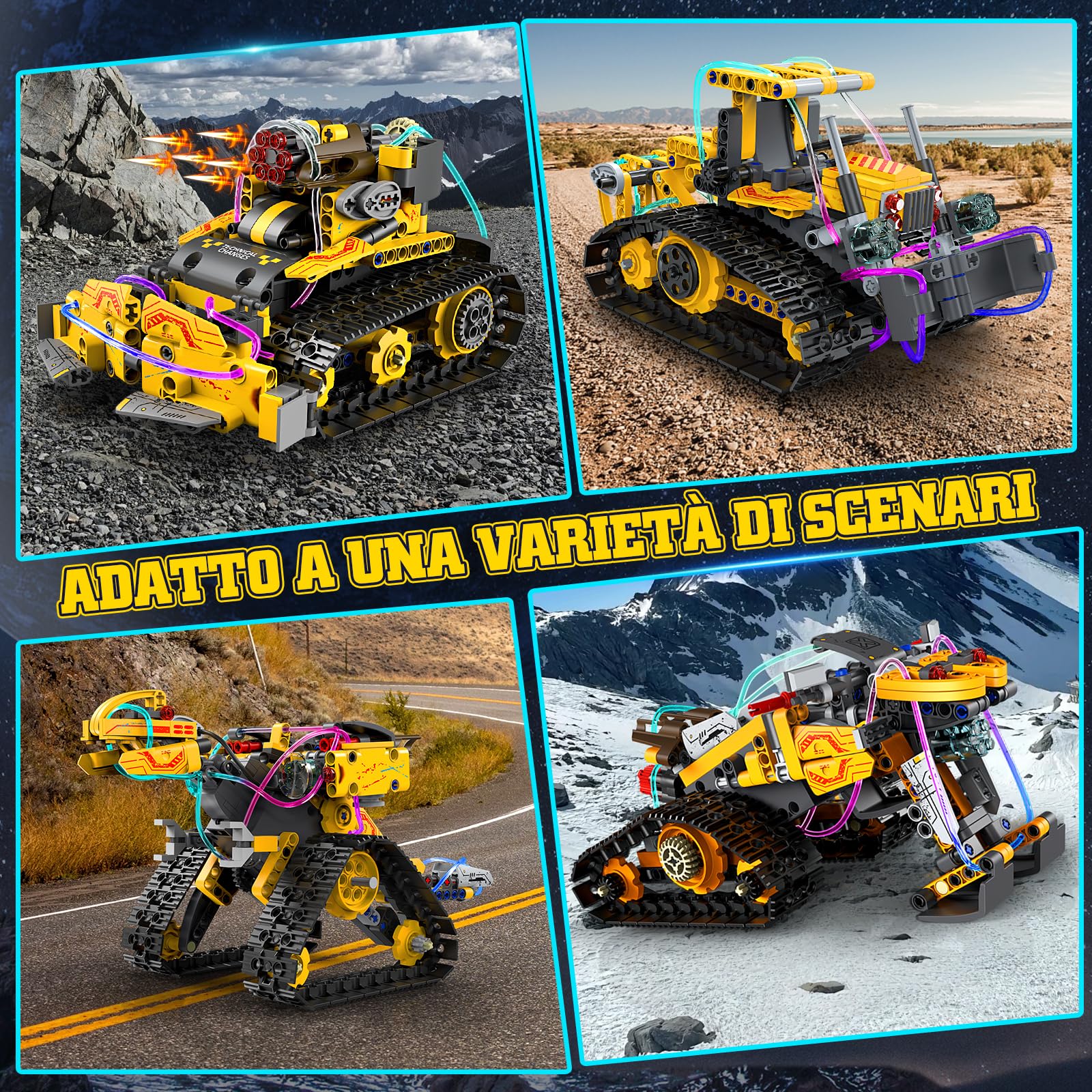 YOOHBERRYS Technic Robot Telecomandati per Bambini, 5-in-1 Kit di Costruzione di Robot Programmabile con App e Telecomando, Regalo Educativo per Ragazzi e Ragazze Dagli 6 ai 12 anni (Giallo)