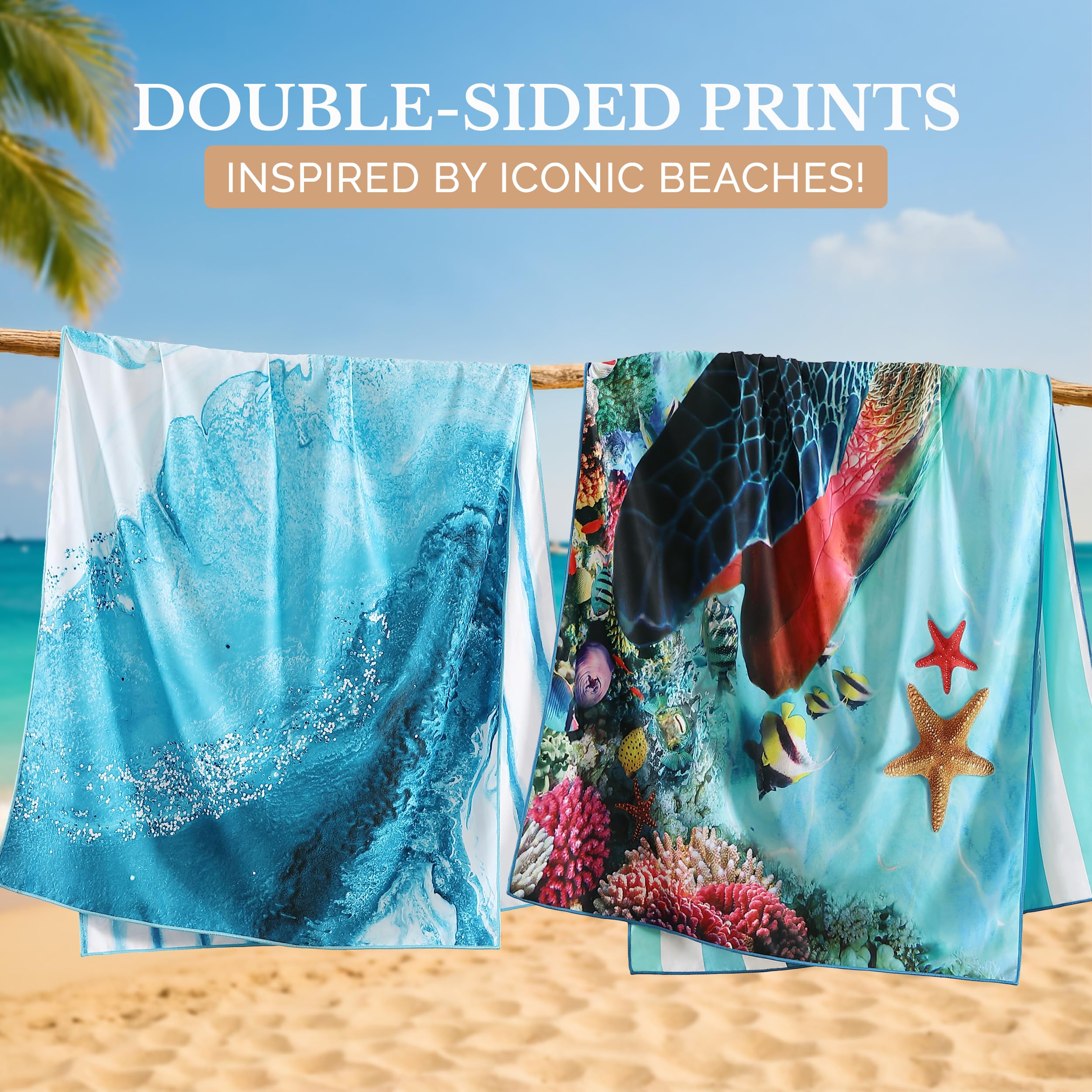Casa Platino Lot de 4 serviettes de piscine anti-sable, légères pour le camping, les voyages et la plage, à séchage rapide, pour femme, 81,3 x 180,3 cm, Nabran