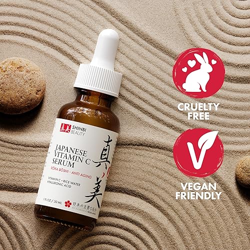 Miniatura 4 de Shinbi Beauty Suero japonés de vitamina C con agua de arroz + ácido hialurónico, productos japoneses para el cuidado de la piel antienvejecimiento,