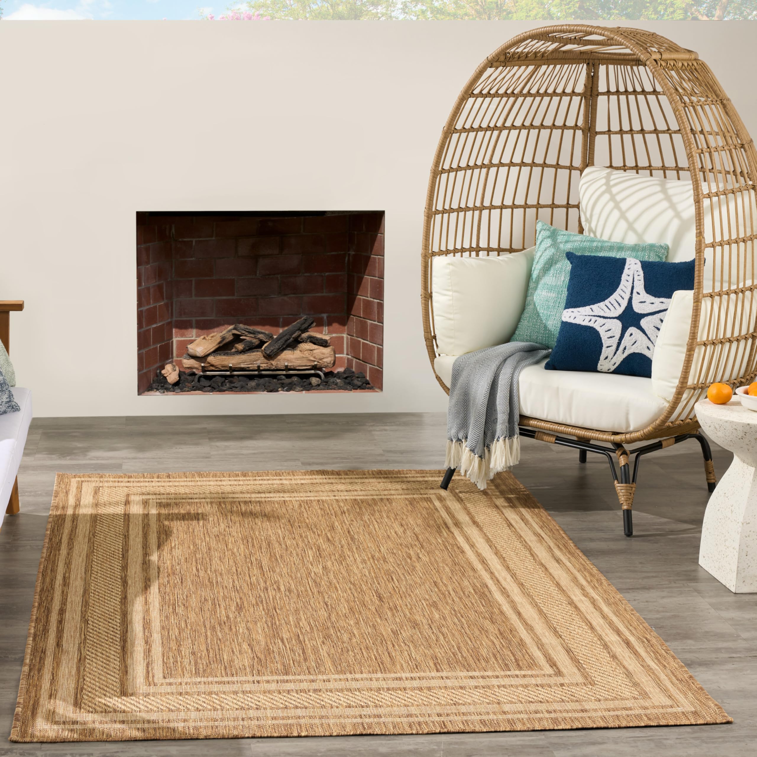 Nourison Home Horizon Indoor/Outdoor Natural 4' x 6' Area Rug - Easy Clean, Non Shedding, Bed Room, Living Room, Dining Room, Kitchen (4' x 6')