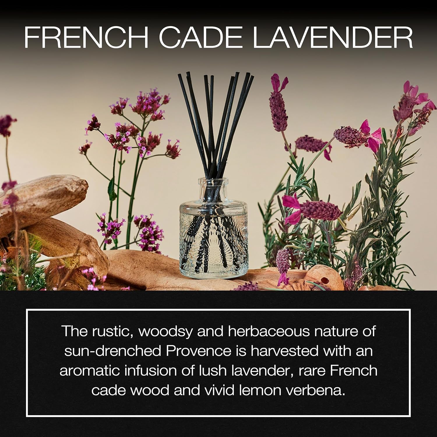 Voluspa French Cade Lavender Scented Reed Diffuser, 3.4 oz, Luxury Woody Lavender Diffuser, Oil Reed Diffusers for Home, Handcrafted in The USA - Image 2