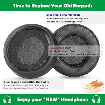 Earpads Cushion Compatible with Pioneer DJ HDJ-X7 HDJ-X5 HDJ-X10 Headphones Ear pads replacement with Breathable Softer Protein Leather and Memory Foam