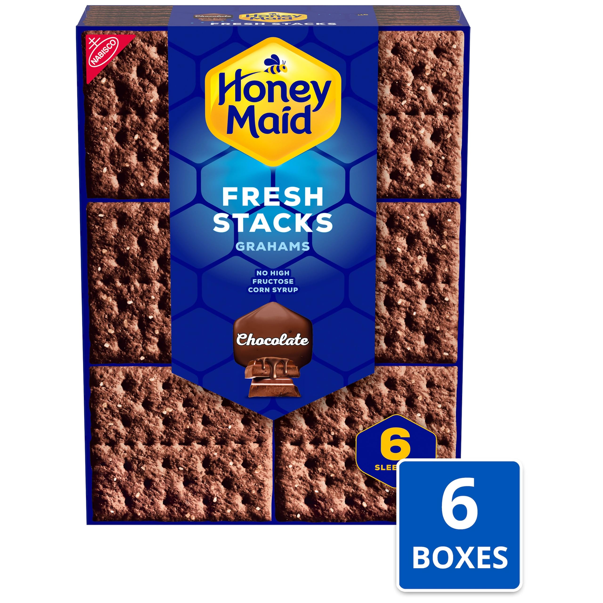 Honey Maid Chocolate Fresh Stacks Grahams, Chocolate Graham Crackers, 170-345 ml Boxen (insgesamt 36 Stapel) | Großpackung Reisesnacks, 8 g Vollkorn pro 30 g Portion, kein Maissirup mit hohem Fruchtzuckergehalt, einzeln verpackt