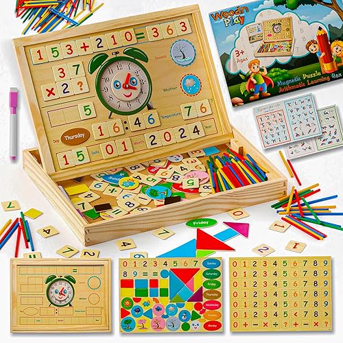 WoodnPlay Rompecabezas de madera para niños a partir de 3 años con números magnéticos de color Juguetes Montessori para niños mayores de 3 años con