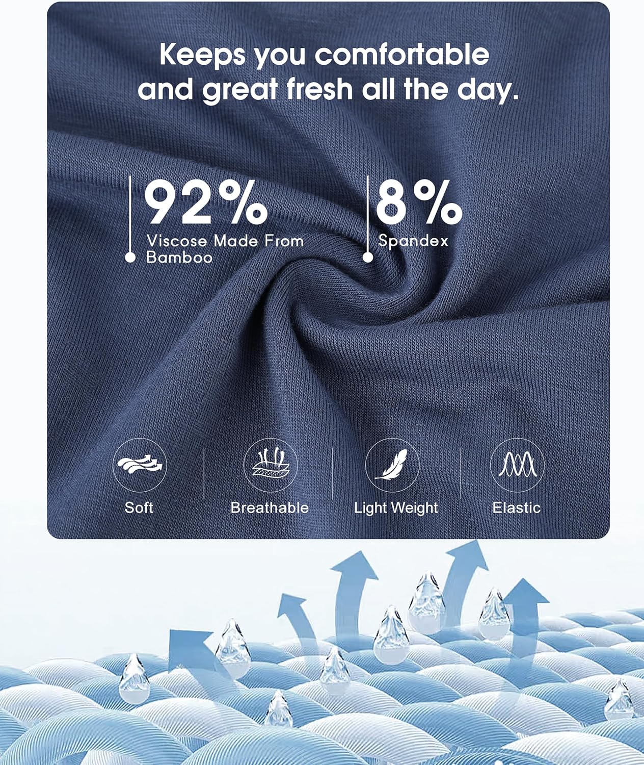 BAMBOO COOL Women's Underwear High Waisted Briefs Full Coverage Soft and Breathable Panties, 5-Pack - Image 3