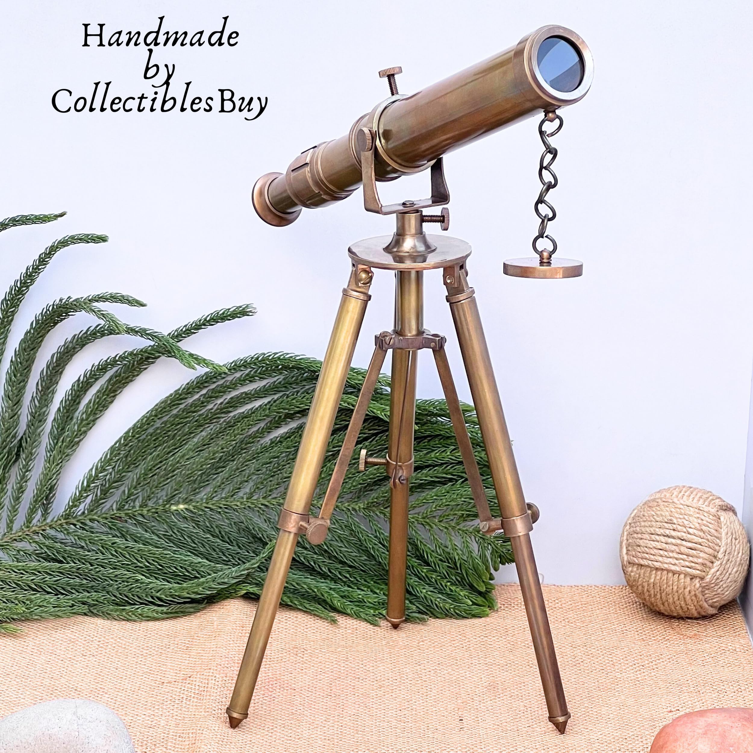 Telescopio Portatile In Ottone Vrinda, Lunghezza 15,2 Cm, Con Custodia In Legno, Ingrandimento 3x, Replica Per Collezione Nautica O Pirata